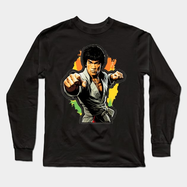 Vintage Bruce Movie Jeet Kune Do Be Water Lee Long Sleeve T-Shirt by Garmentcrooks